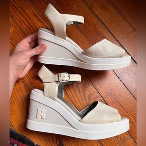 Ruco line platform white wedge platform heel
